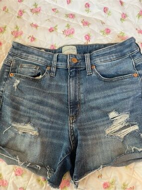JGoods Medium Blue Denim Shorts with Copper Button